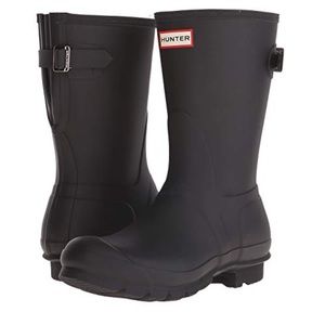 Matte black hunter boots